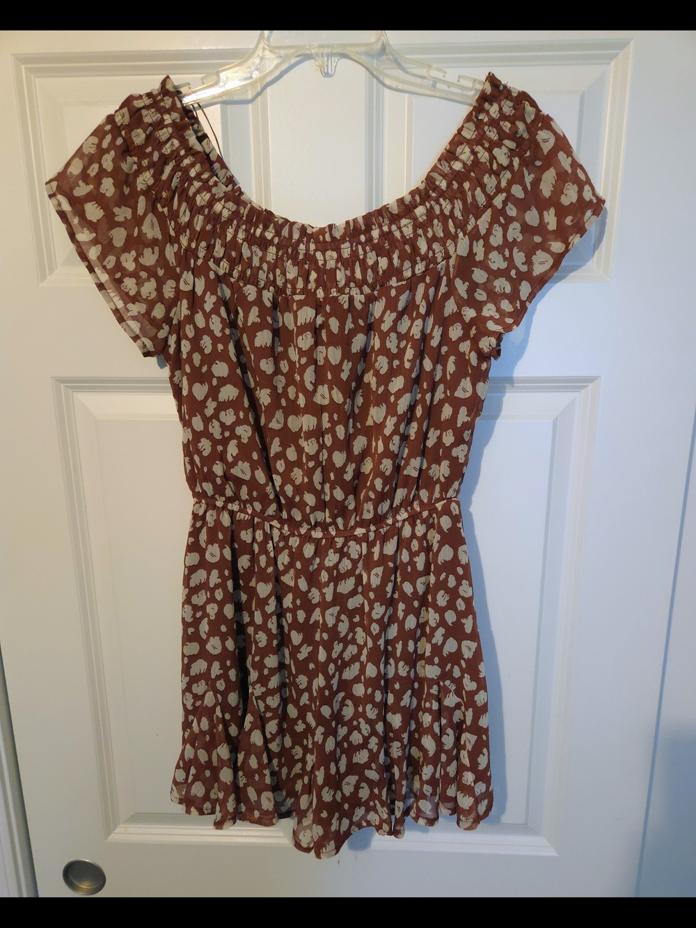 Lulu's-Burt Orange Floral Off-Shoulder Romper Size M